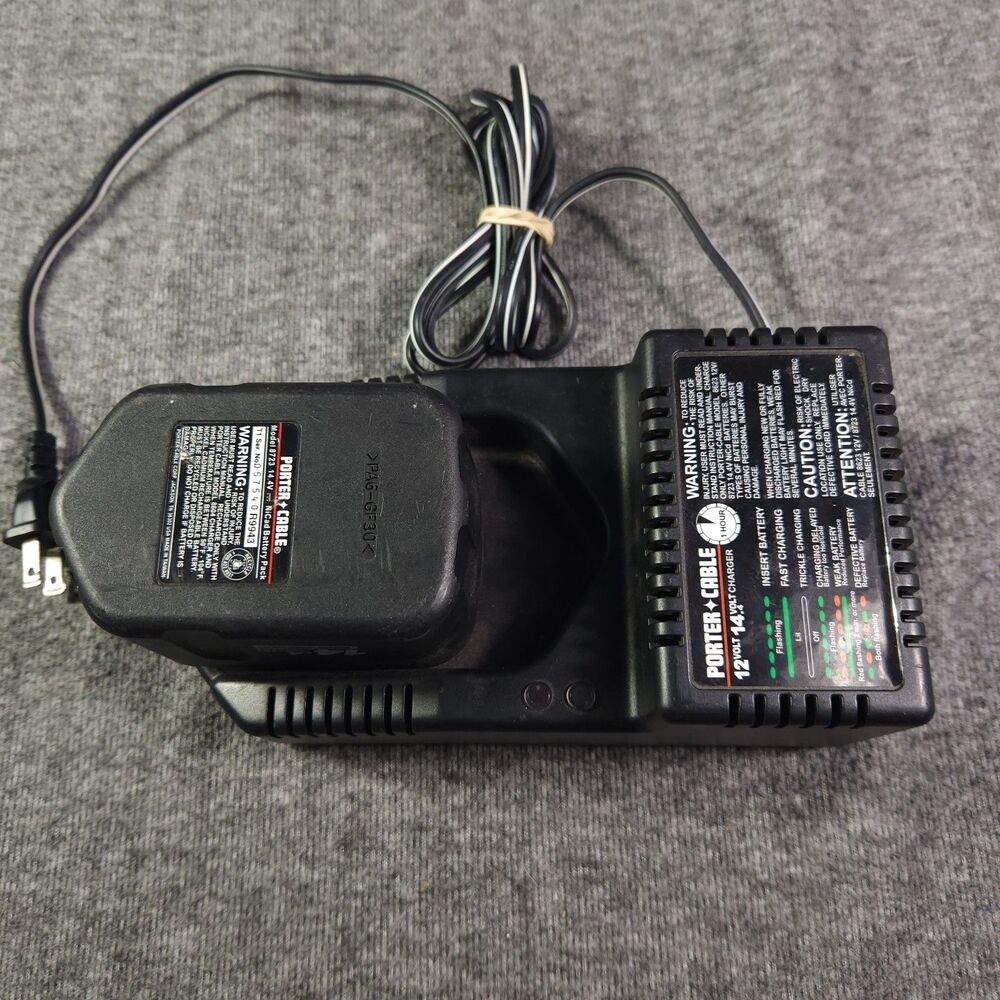 Porter Cable 8604 12V-14.4V Fast 1-Hour Battery Charger + 8723 Ni-Cad Battery